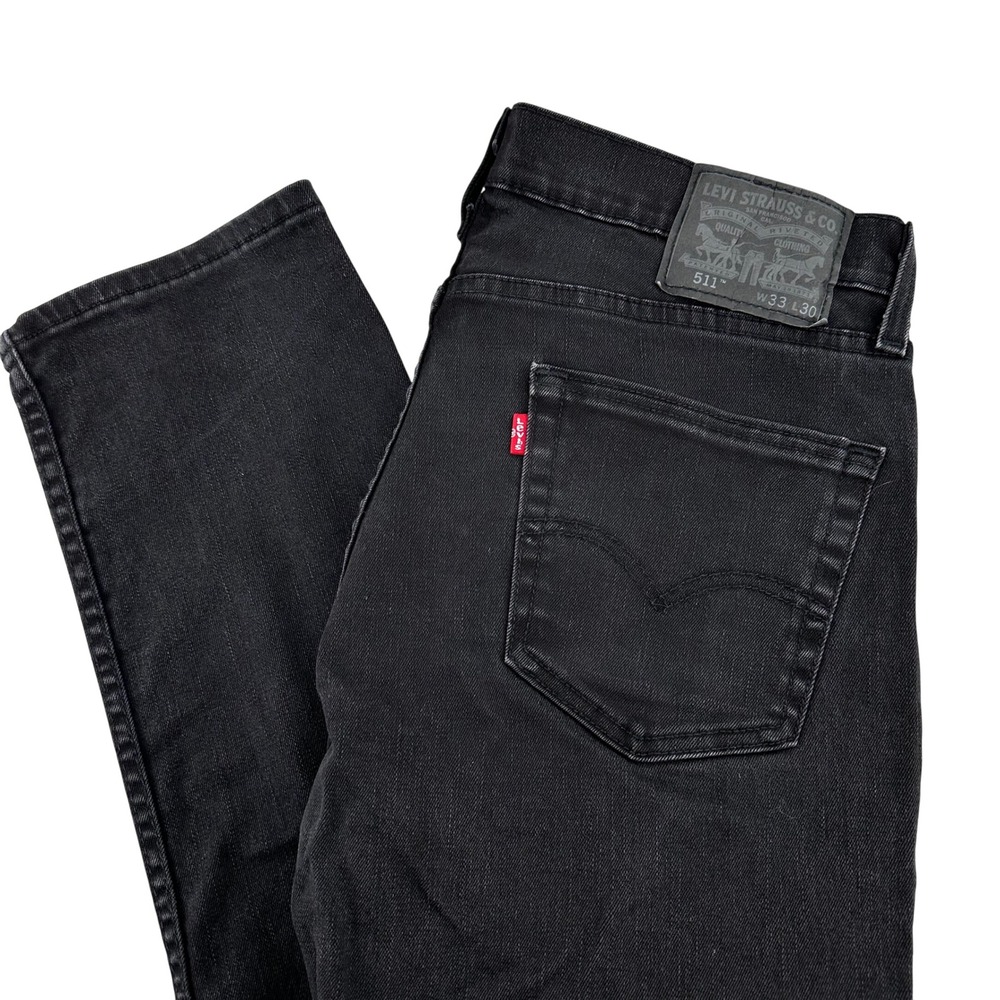 Levis 511 Slim Fit Jeans Mens 33x30 Black Denim 5 Pocket